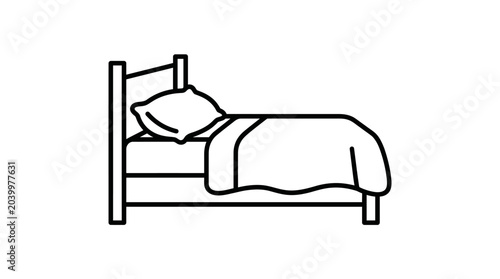 Bed icon simple black and white vector illustration on white background