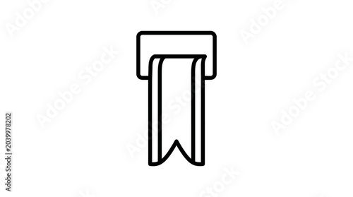 Minimalist icon of a paper towel dispenser with hanging paper