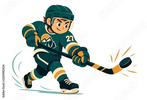 Foto Boy Playing Ice Hockey.