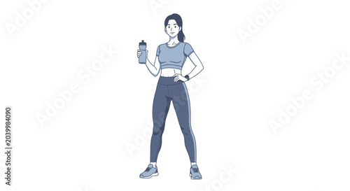 Fit Woman Holding Water Bottle, Ready for Workout, Healthy Lifestyle