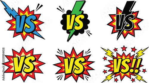Obraz na plátně Comic Book VS Battle Icons Collection with Lightning Effects and Dynamic Pop Art