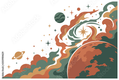 Foto Vibrant Cosmic Swirling Starry Night.