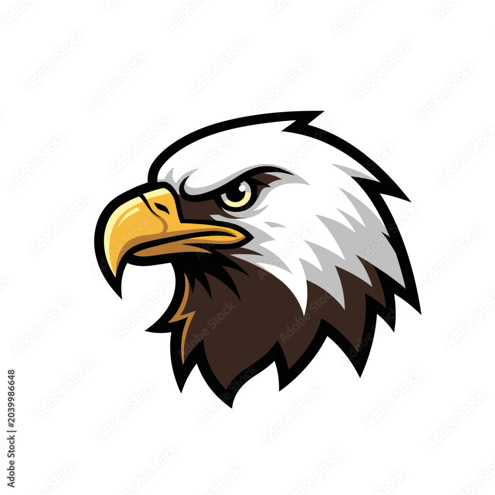 Fototapeta premium Eagle Head Mascot: Bird of Prey Logo Design on White