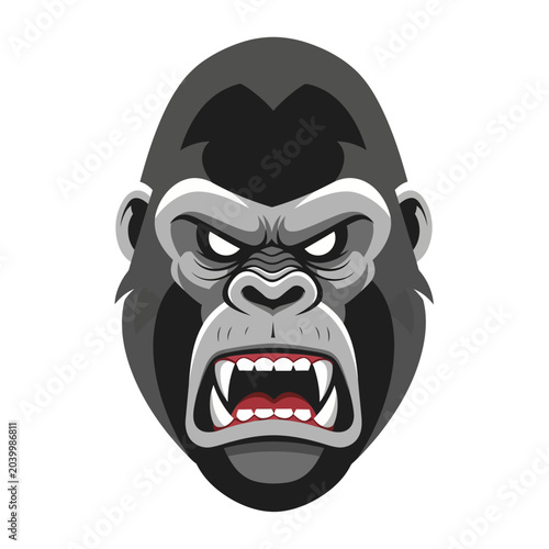 Angry Gorilla Face Graphic Illustration, Vector Isolated on White