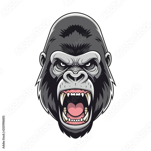 Angry Gorilla Face Illustration, Vector Graphic, Mascot Design