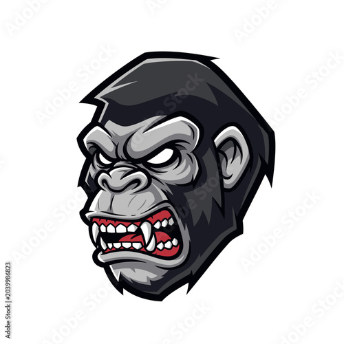 Angry Gorilla Head Illustration - Cartoon Character