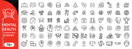 Tableau sur toile Mental health icon set