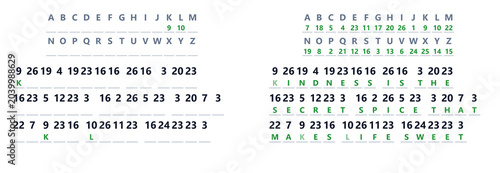 Canvastavla Secret code game concept with coded messages and letters grid