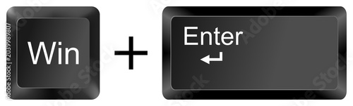 Quadro su tela Win Enter Narrator Start computer keyboard shortcut key button 3d icon symbol si