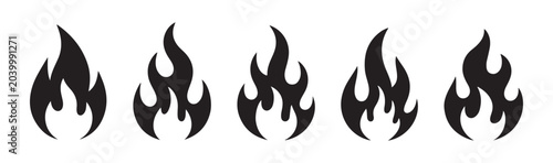 Tableau sur toile Black fire flame icon sequence for loading bars or level status on dark transparent background
