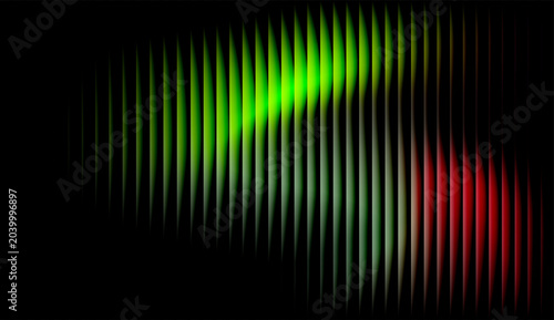 Abstract Vertical Lines with Green and Red Light Streaks on Black Background