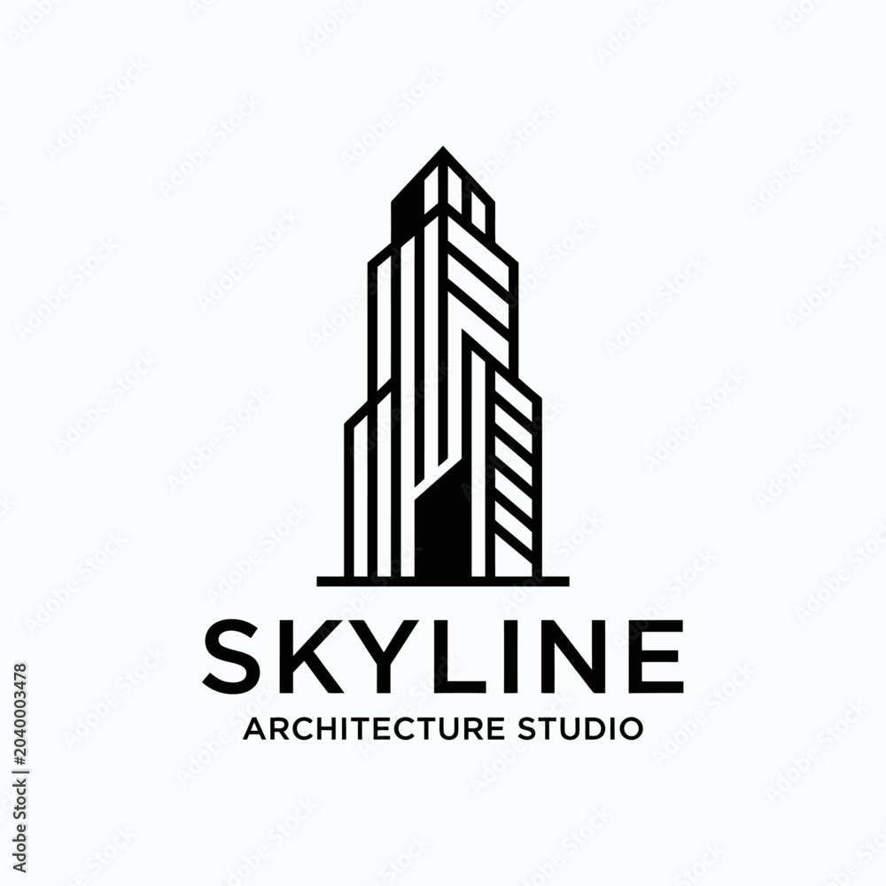 Fototapeta premium Modern Skyscraper Architectural Logo Design.