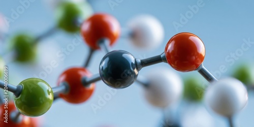A stunning close-up of vibrant molecular compositions displaying colorful atoms interconnected, symbolizing the complexity and beauty of chemical structures in nature and science.