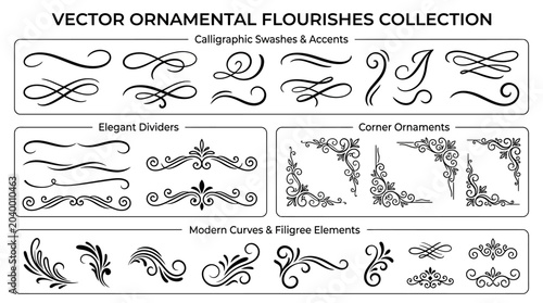 Konstfotografi A collection of vector ornamental flourishes and calligraphic swashes for design