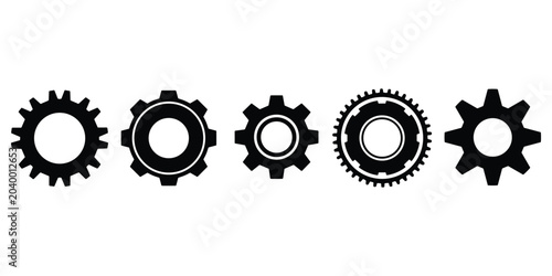 Bild auf Leinwand Set of gears rotating mechanism engine parts industrial components mechanical en