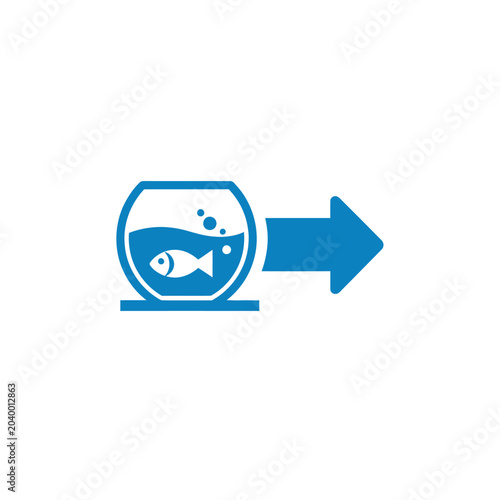 Fishbowl with arrow icon, business concept illustration