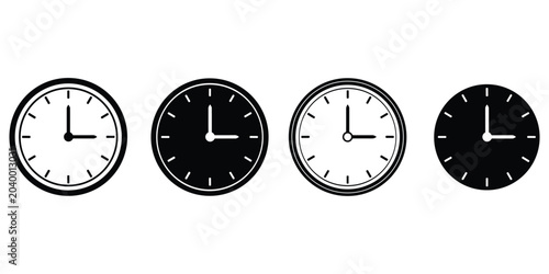Photos Set of clock icons, collection of different time symbols on transparent backgrou