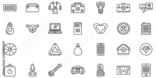Tableau sur toile Industrial and technology outline icons set for manufacturing engineering and el