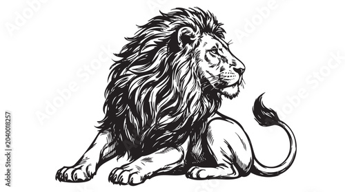 Canvastavla Lion vector illustration, black lion, majestic lion, animal icon