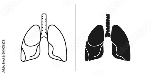 Foto Human lungs outline and solid icon with trachea for medical and health concepts
