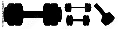Photos Gym dumbbell set with heavy silhouette design featuring dumbbell, weightlifting,