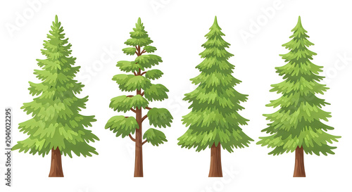Cartoon pine tree illustrations