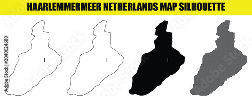 Photos Haarlemmermeer municipality map silhouette vector graphic showing outlined white black and dotted shapes on grid