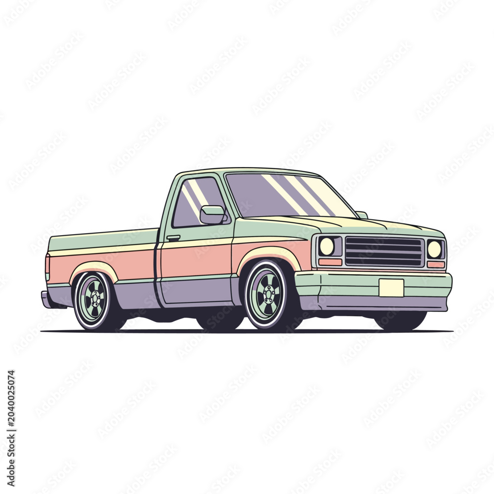 Fototapeta premium Classic Pickup Truck Illustration - Vector Graphic Design
