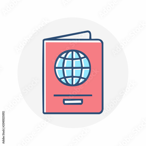 Passport Icon with Globe Symbol