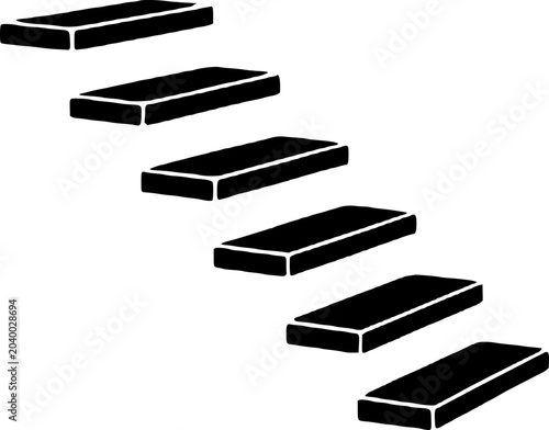 Canvastavla Black rectangular blocks arranged in a staggered pattern on a white background, forming a stepped shape