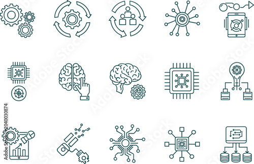 Various technology and science related icons are illustrated.