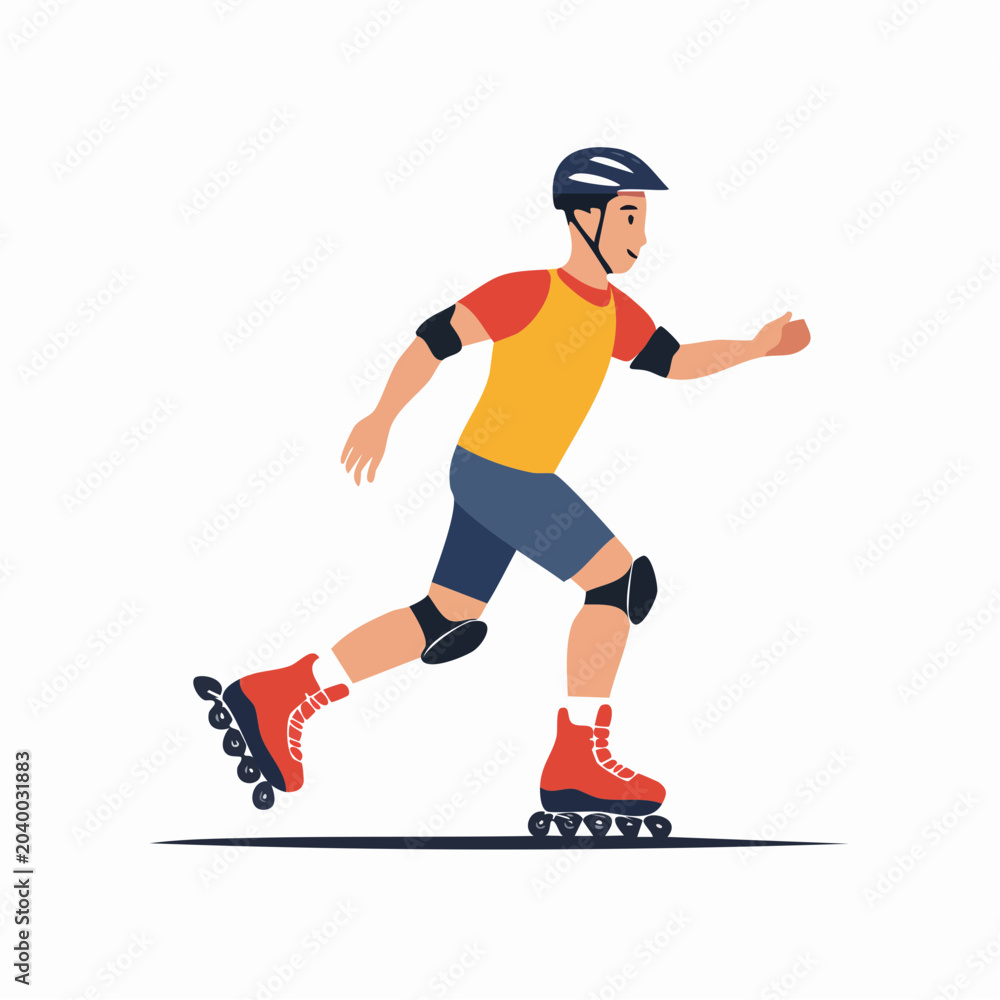Obraz premium Man Rollerblading with Protective Gear