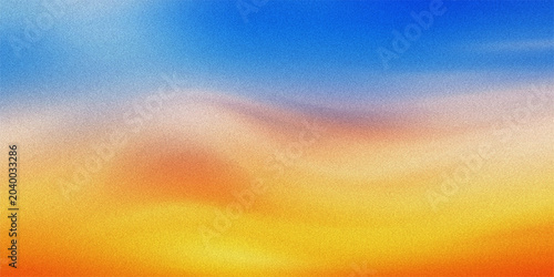 Fotografi Vibrant sunset gradient wallpaper with soft grainy texture creating ethereal atmosphere featuring warm yellow orange blue colors