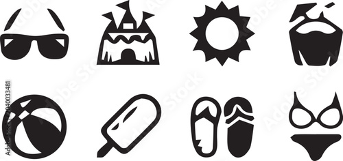 Summer vacation icon set