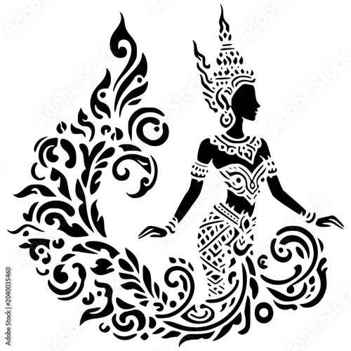 Thai pattern of Apsara dancers