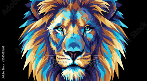 Obraz na plátne Dynamic vector illustration of a majestic lion's head, artfully rendered with vi
