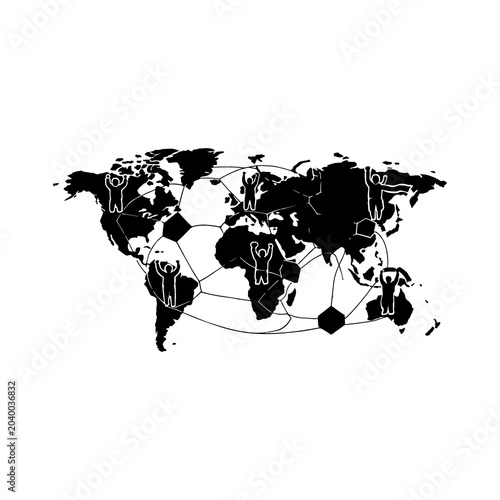 world map on black