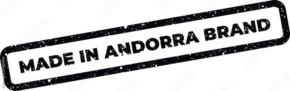 Fototapeta premium Black ink rubber stamp with text made in andorra brand inside a rectangular frame design