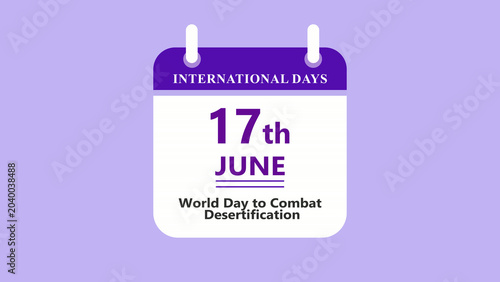Foto Desertification awareness calendar interface showing 17th June World Day to Comb