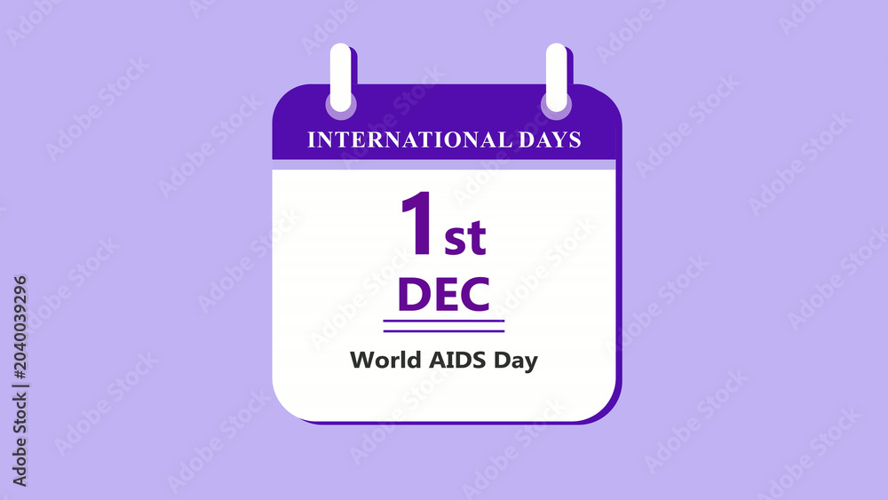 Fototapeta premium Health awareness calendar interface showing 1st December World AIDS Day with clean minimal date layout and medical design on purple background 4k animation video