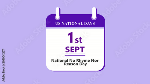 Photos Language creativity calendar interface showing 1st September National No Rhyme N