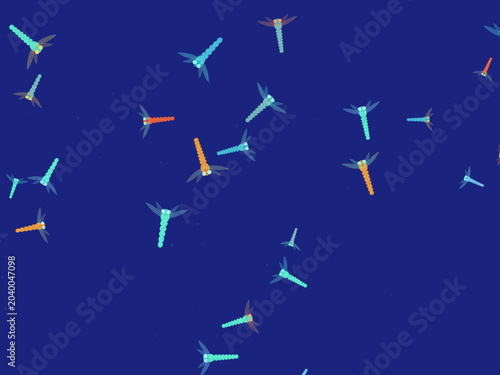 Bild auf Leinwand Scattered Dragonflies Delicate Wing Summer Design