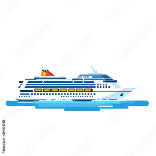 Cruise ship illustration on ocean, vector design