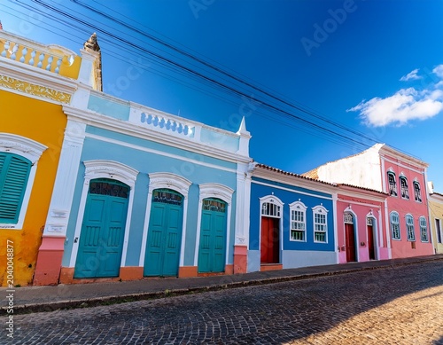 vibrant colonial architecture and colorful streets of sao luis maranhao brazil under clear blue sky