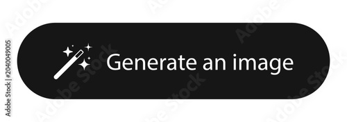 Billede på lærred Image generate artificial intelligence button with magic wand, isolated icon on a white background