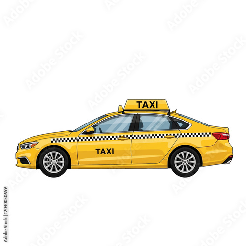 Yellow taxi cab illustration isolated on white background