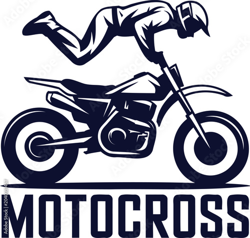 Photography Motocross rider on a bike performing a stunt trick aerial maneuver
