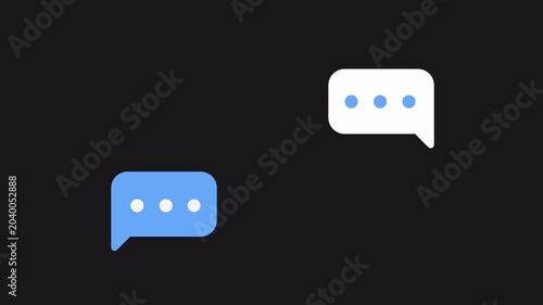 Text message popping up with three dots loader animation. Transparent Alpha Channel 4K