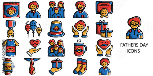 Fathers Day simple New concept 48 Icons icons set. Vector illustration.