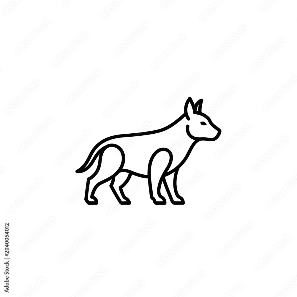 Fototapeta premium Minimalist dog line art illustration on white background